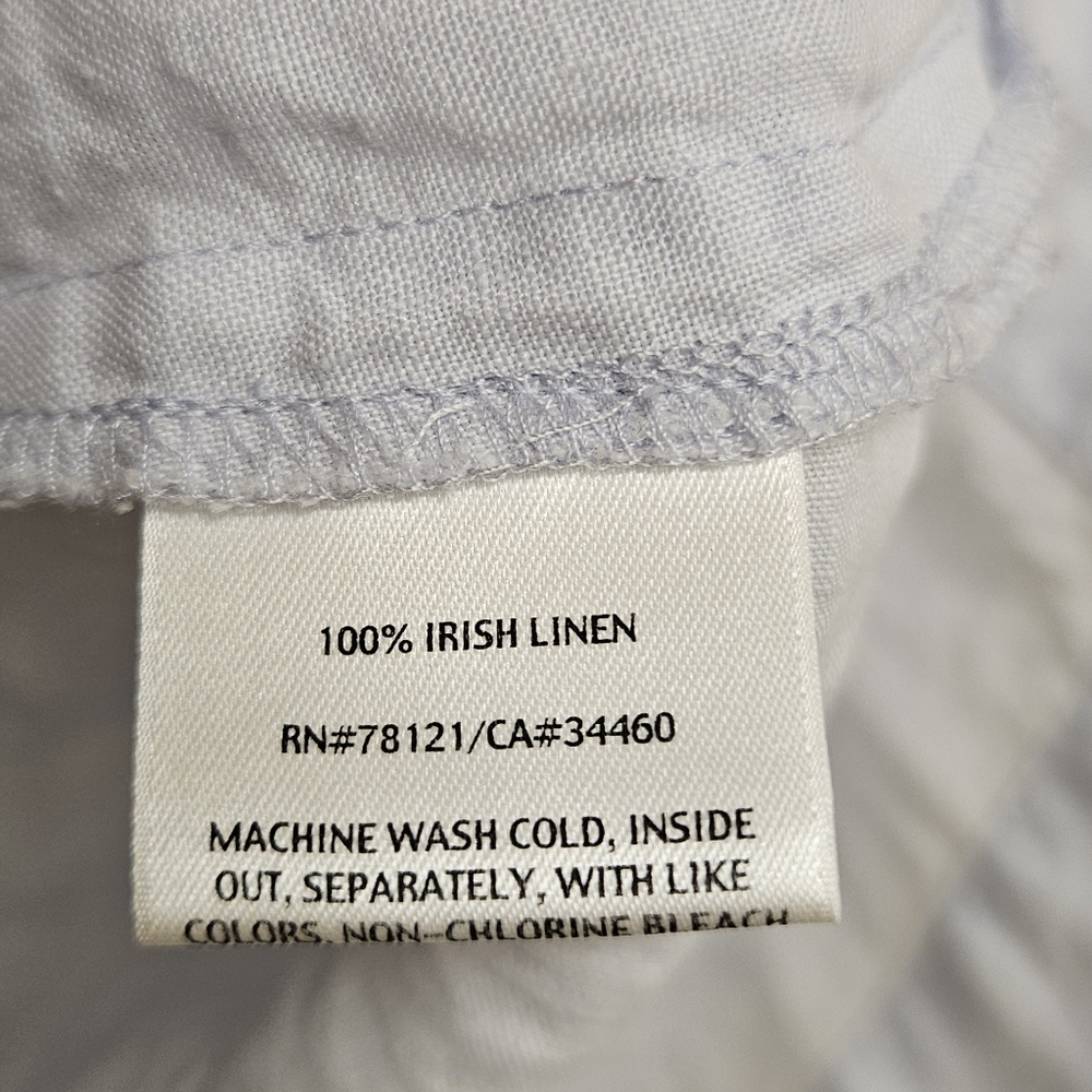 Eileen Fisher 100% Irish Linen Beaded Blouse Size M Light Periwinkle Blue - Picture 6 of 8